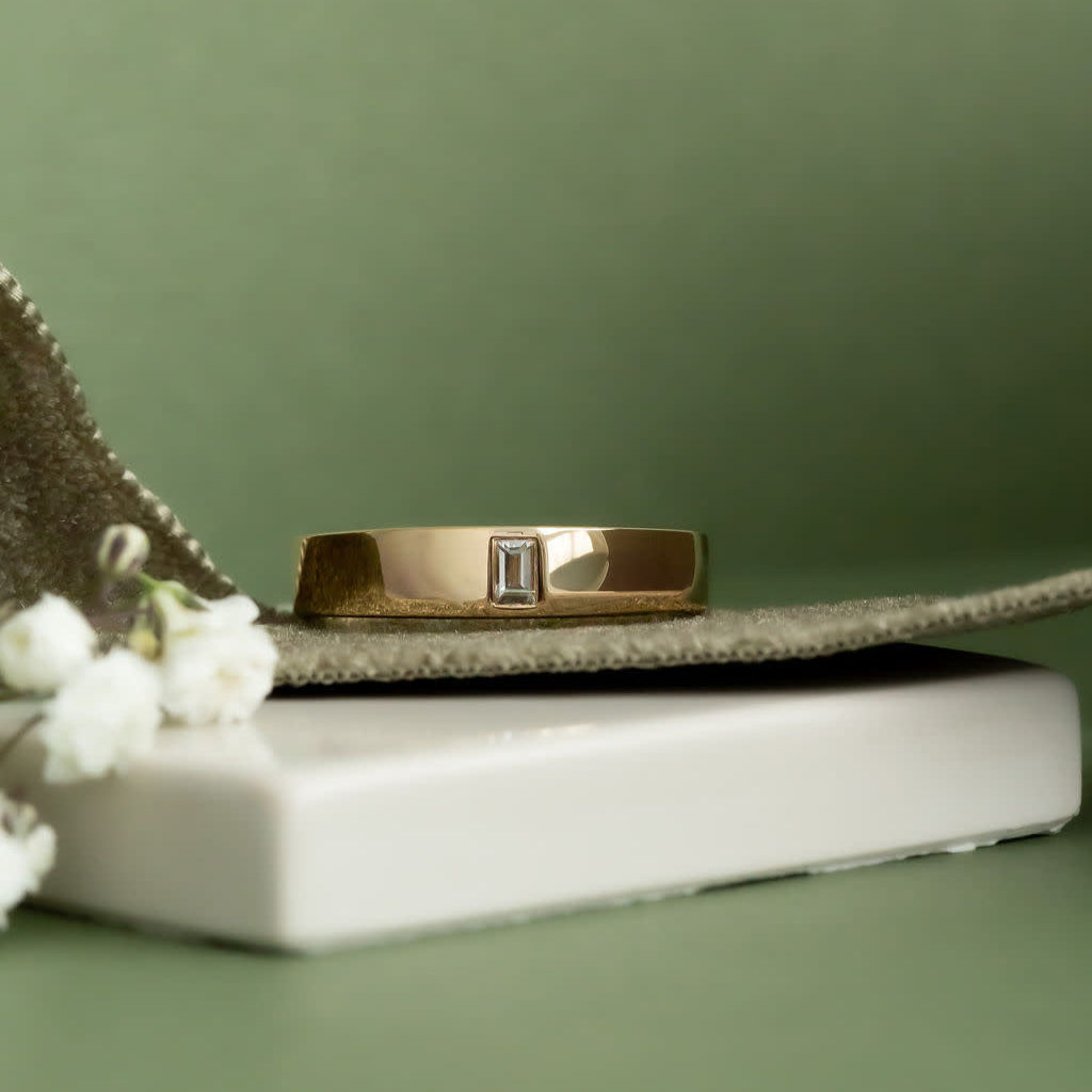 The Jaden Baguette Band  in 14k yellow gold