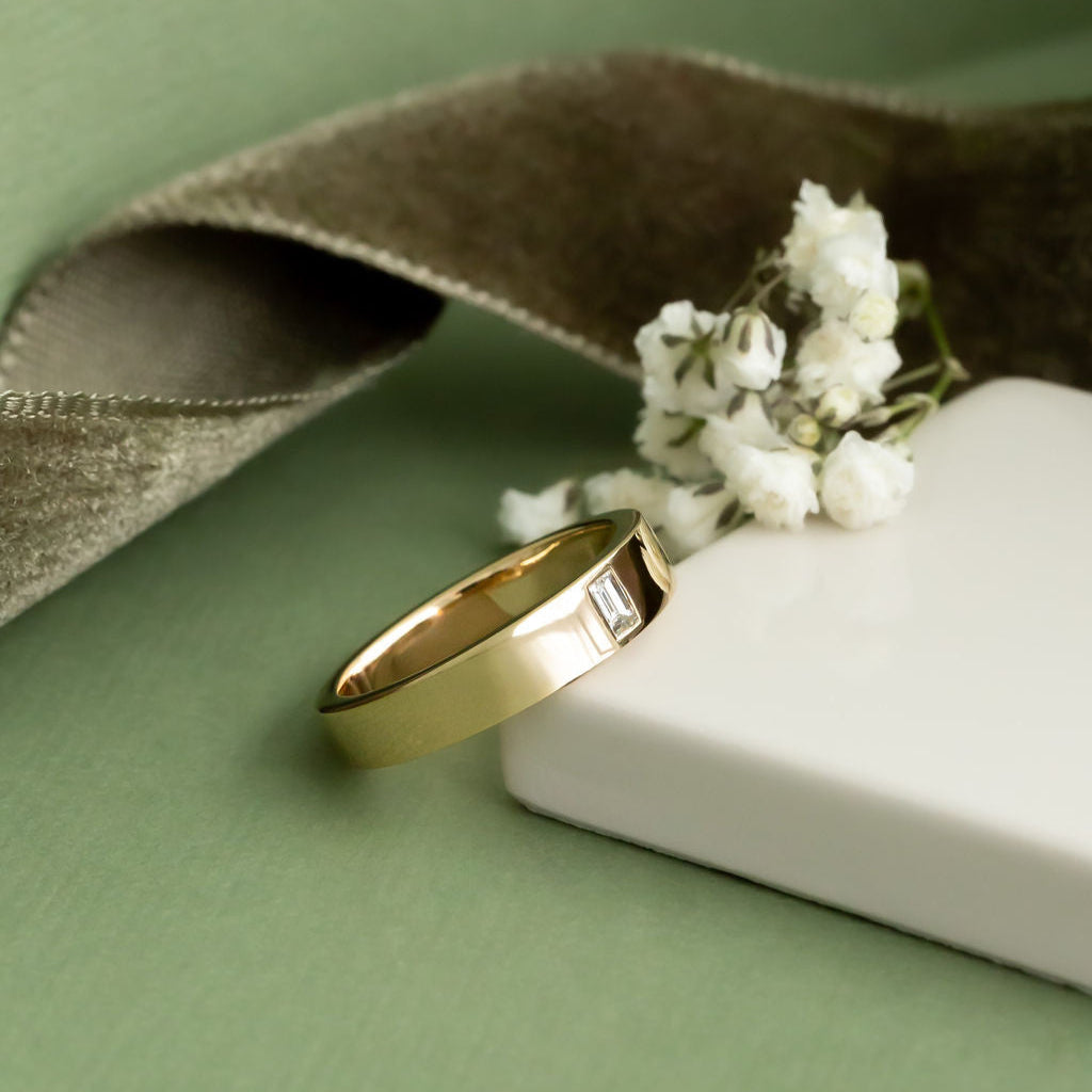 The Jaden Baguette Band  in 14k yellow gold