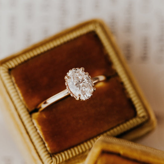 The Charlotte oval engagement ring in 14k yellow gold