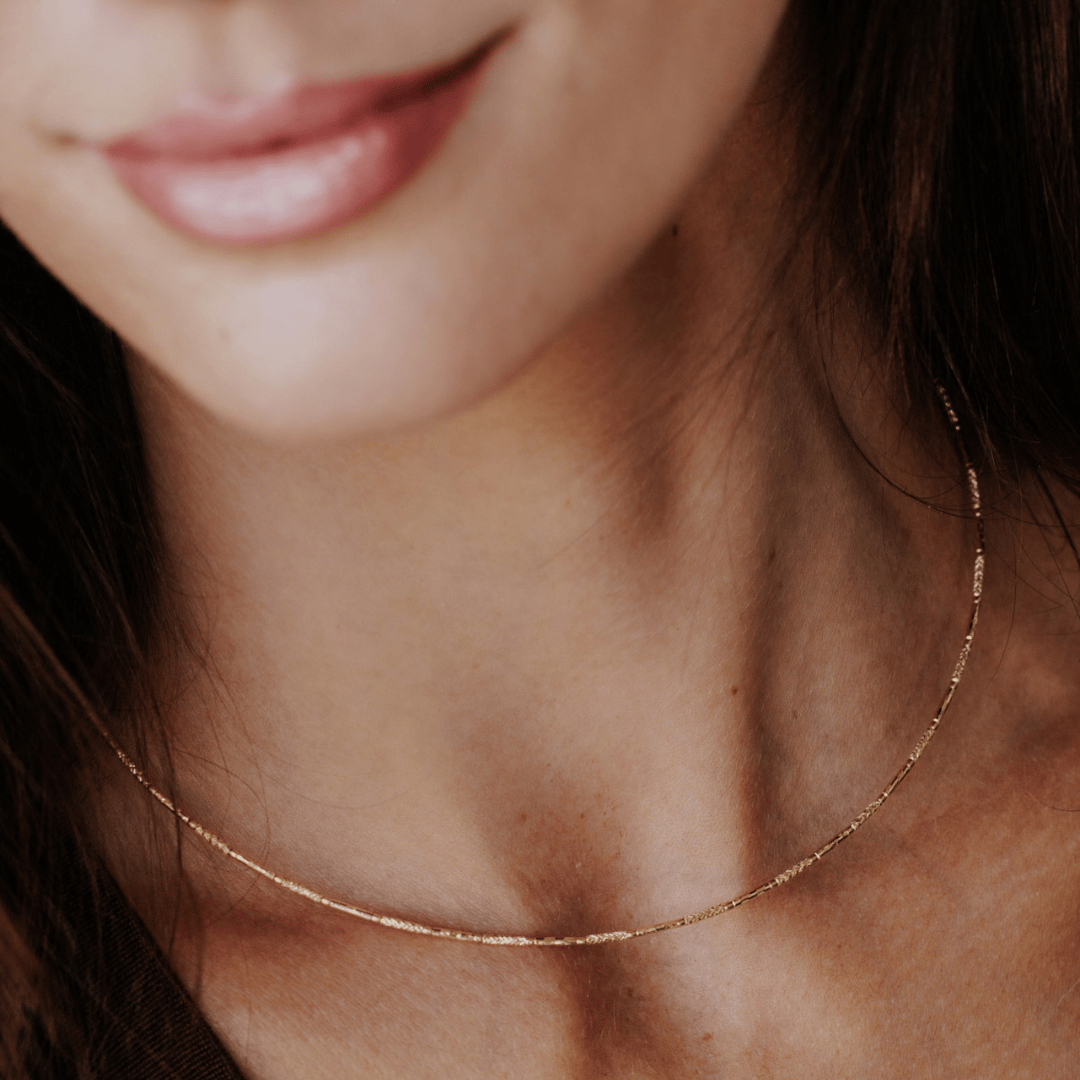 Textured Flexible Ball Gold Necklace
