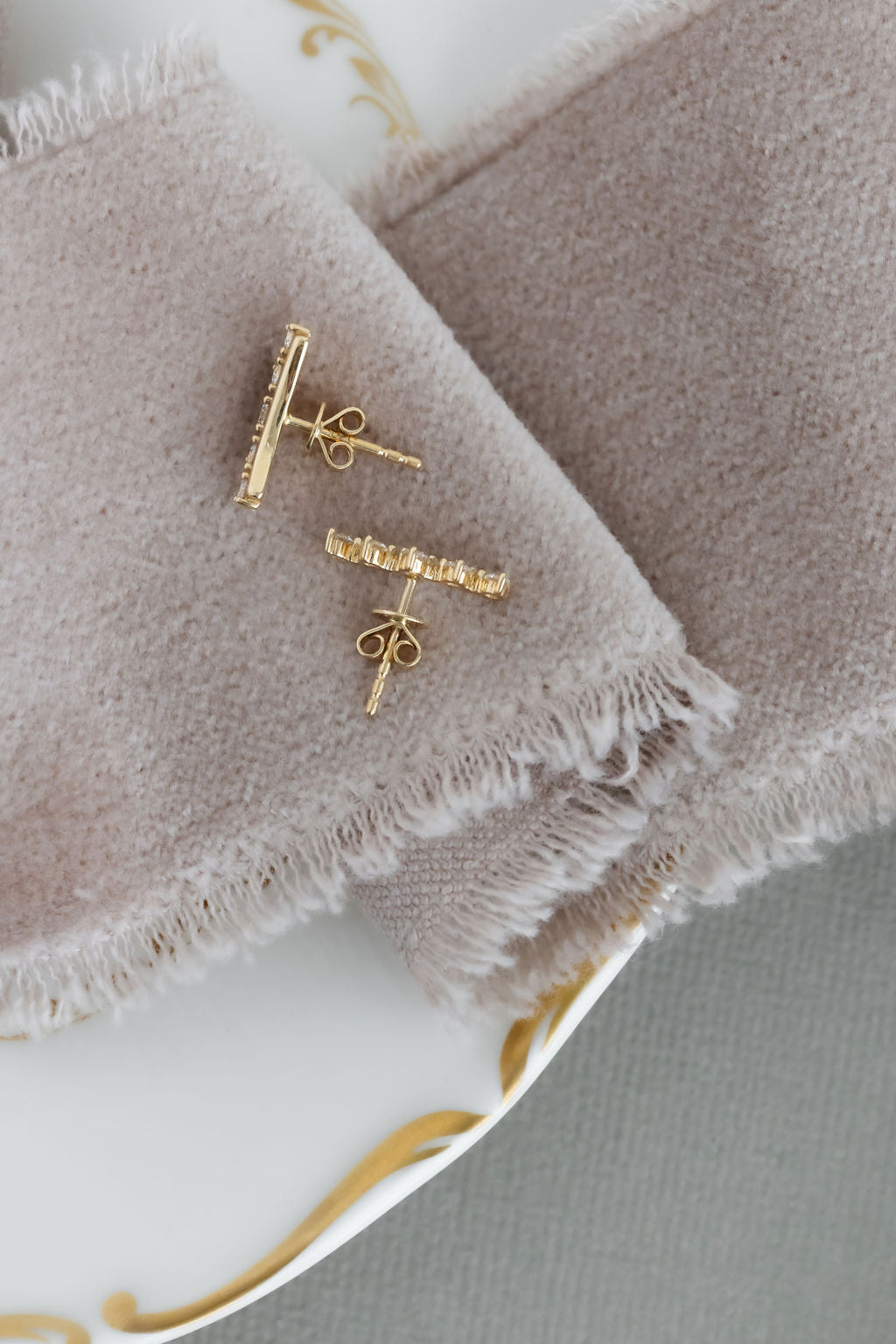 Curved Bar Diamond Earrings