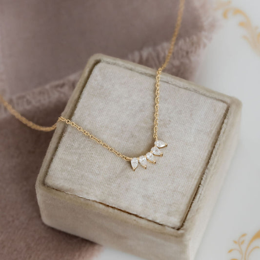 Five Pear Diamonds Necklace