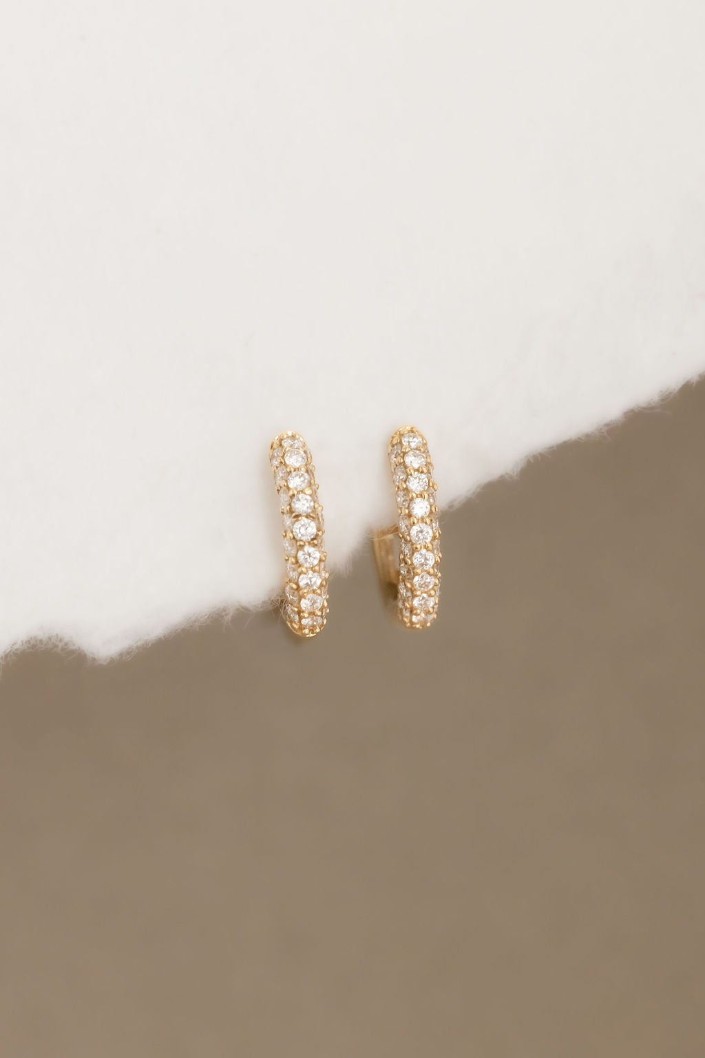 Three Row Pave Huggie Earrings