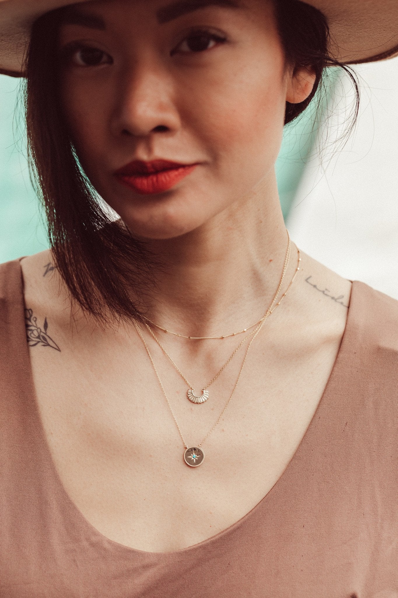 Triple Cube Saturn Chain Necklace