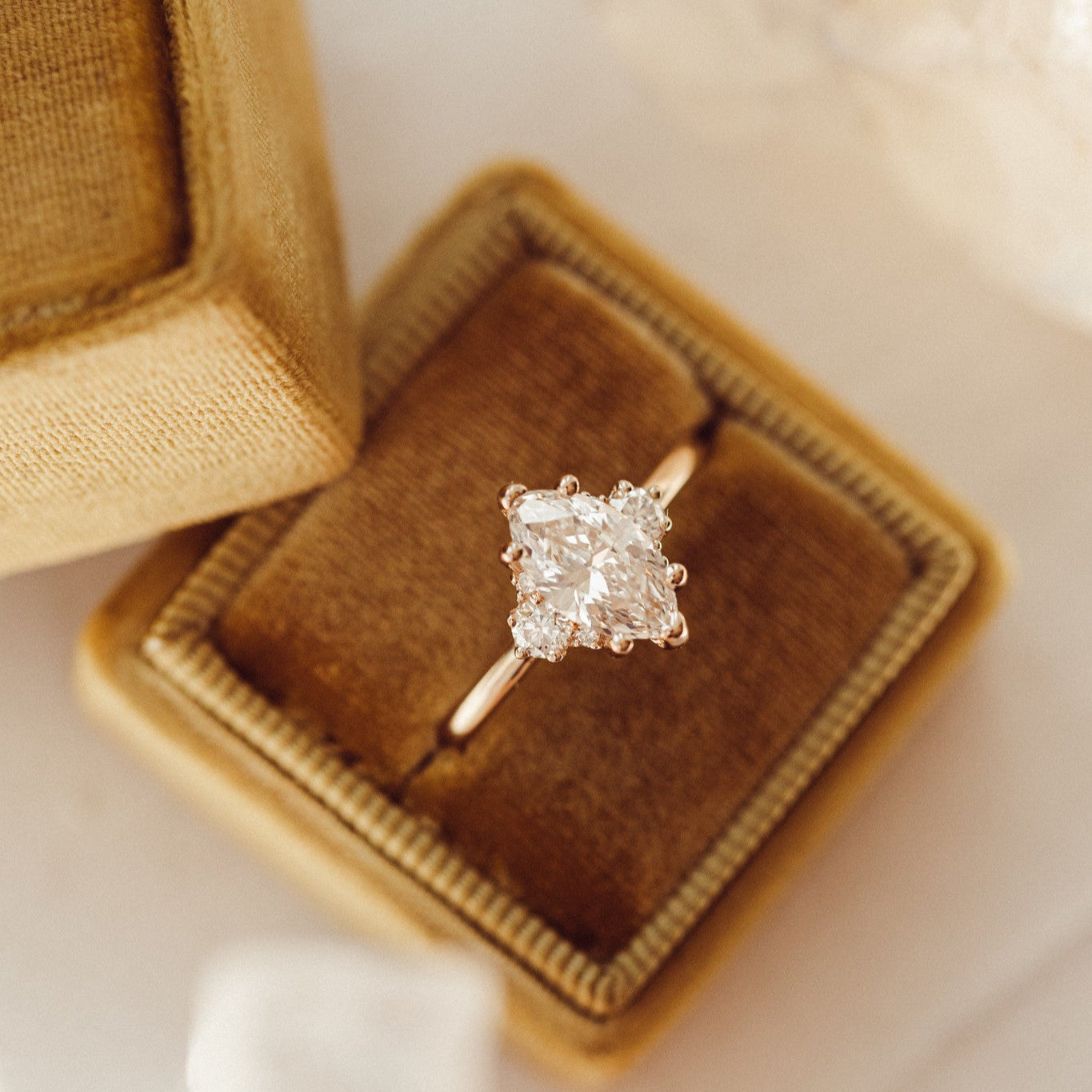 The Vivien marquise engagement ring in 14k yellow gold