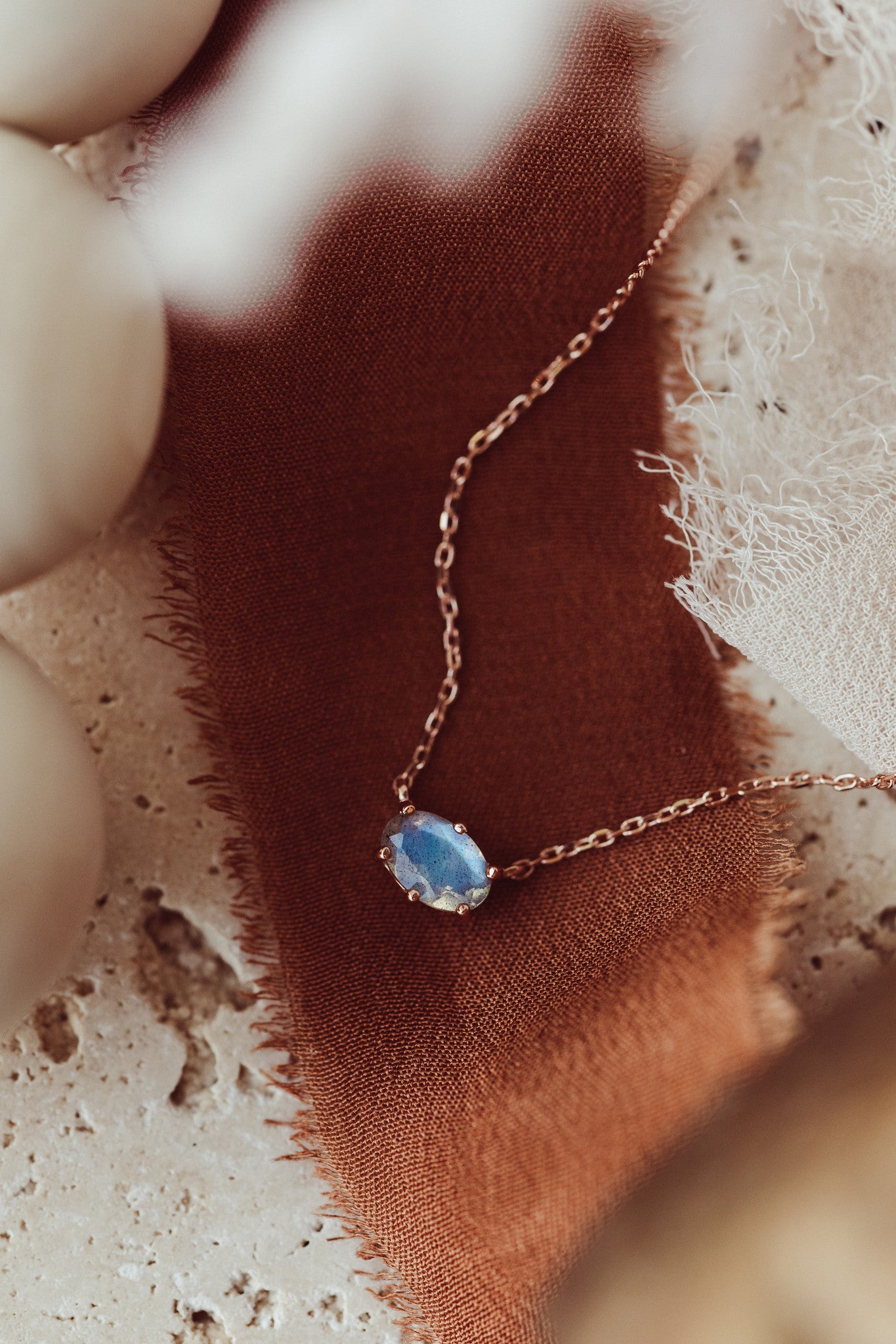 Oval Labradorite in Prongs Necklace