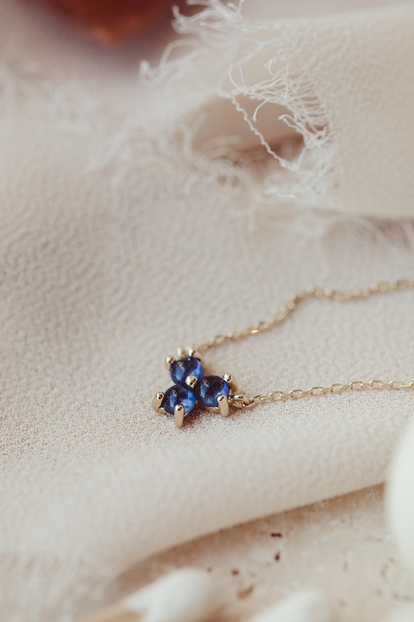 Three Round Sapphire Cluster Necklace