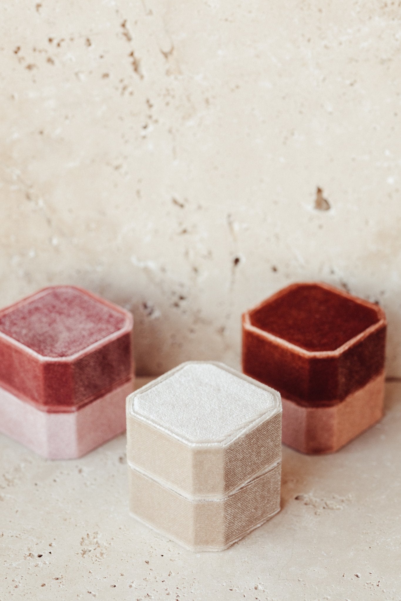 Square Velvet Double Ring Box