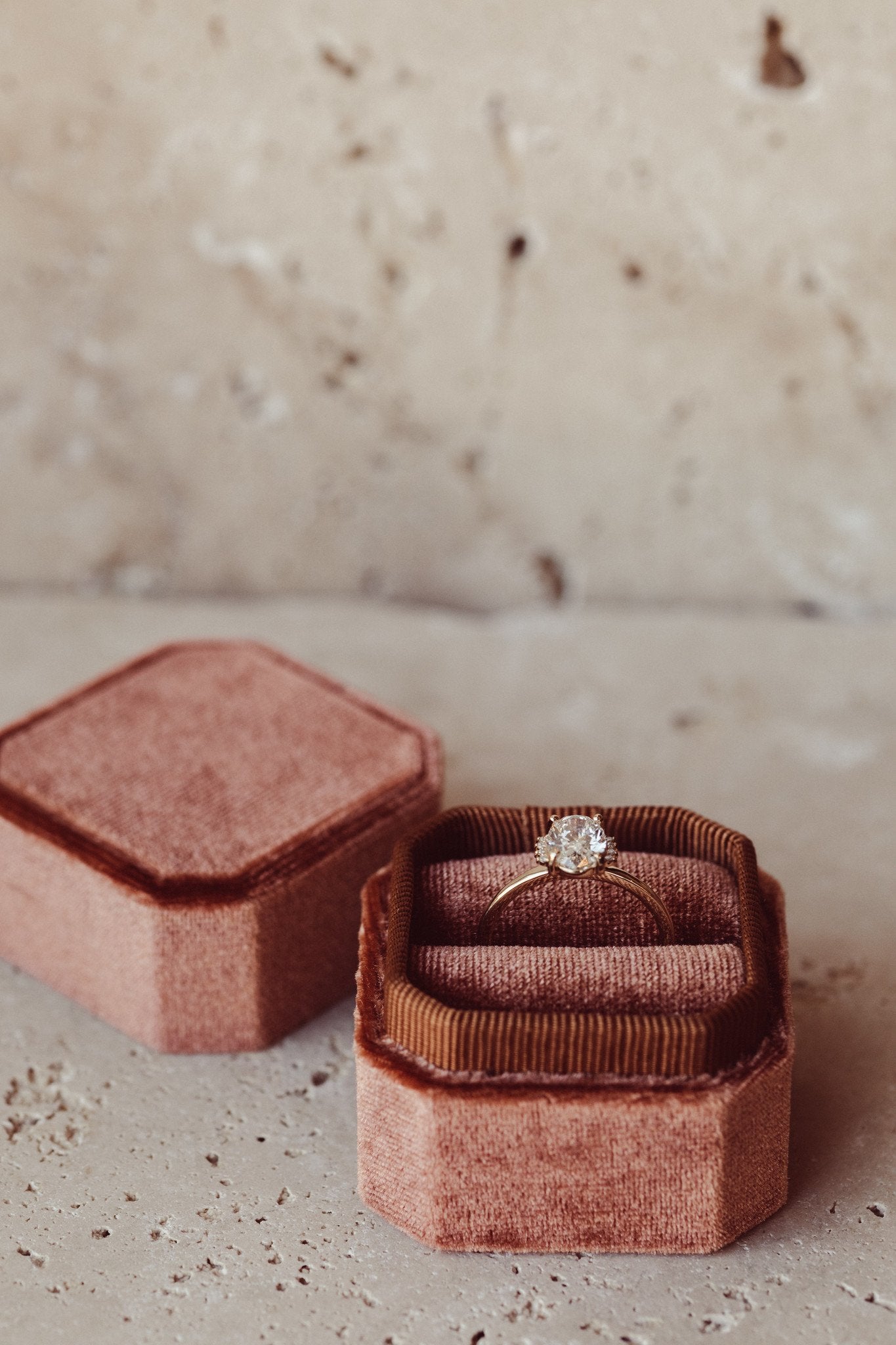 Square Velvet Single Ring Box