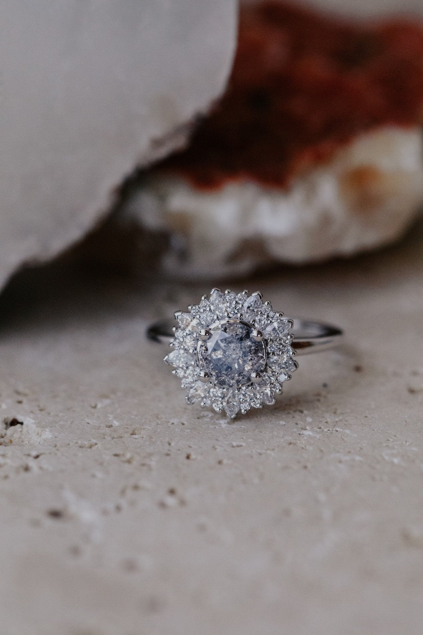 The Stella 1.14 ct Round Galaxy Diamond Halo Ring