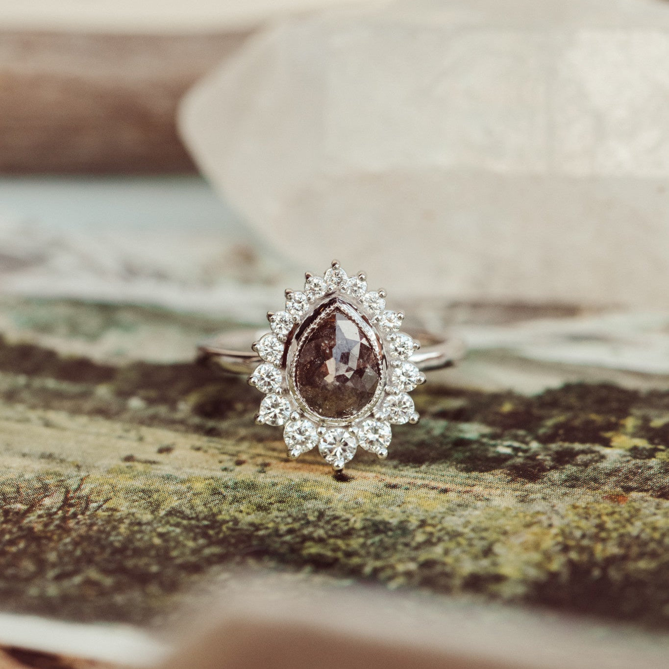 The Denali 1.35 ct Pear Rustic Diamond Ring