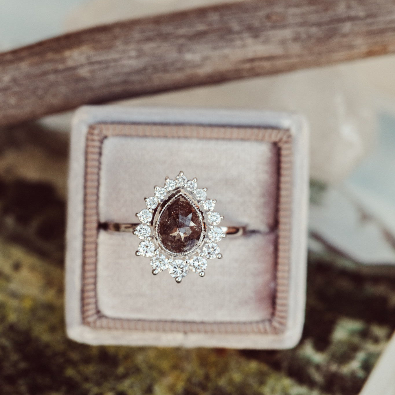 The Denali 1.35 ct Pear Rustic Diamond Ring