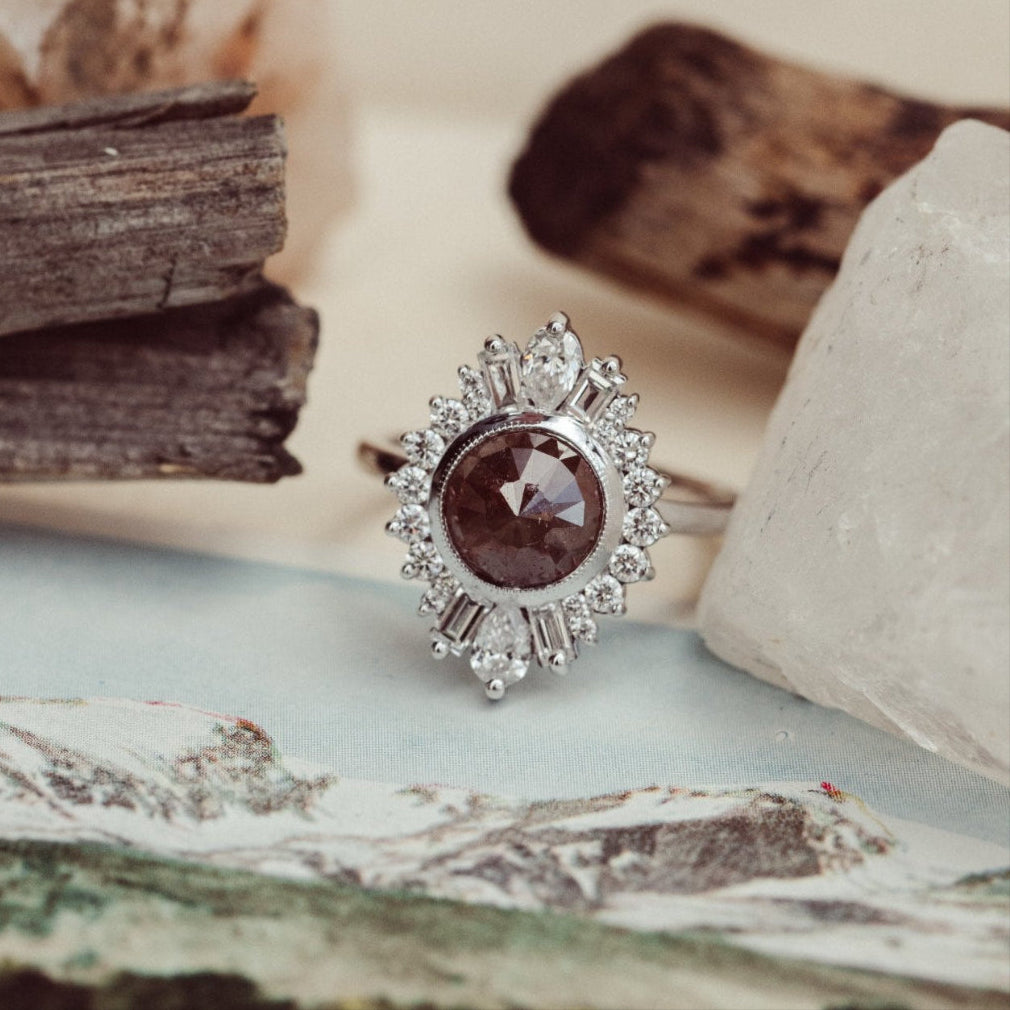 The Everest 2.25 ct Round Rustic Diamond Ring