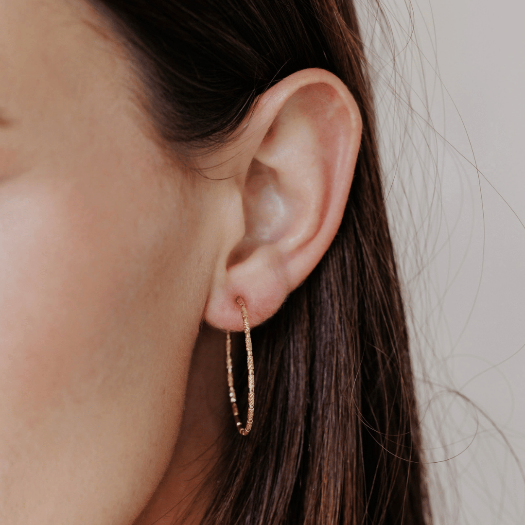 Textured Flexible Gold Hoop Earrings