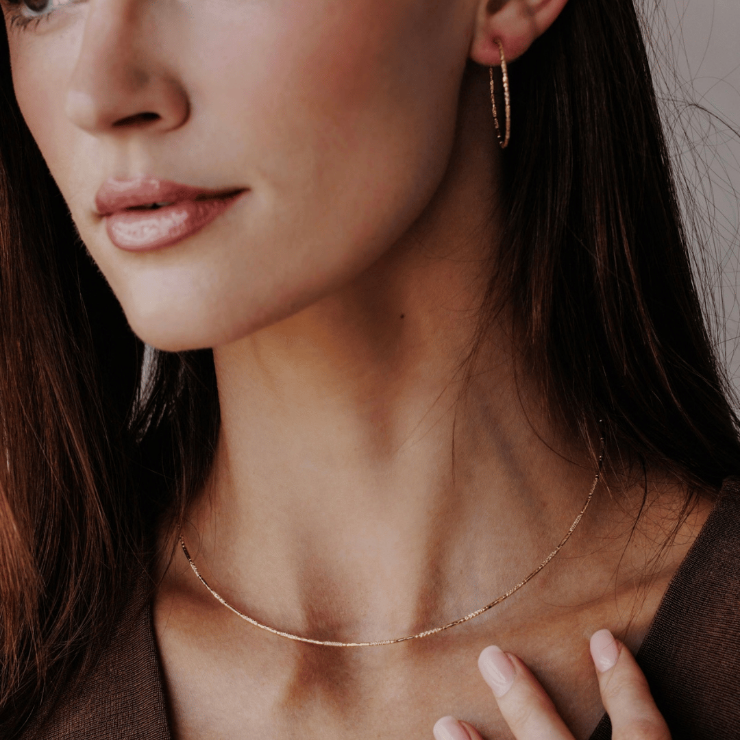 Textured Flexible Ball Gold Necklace