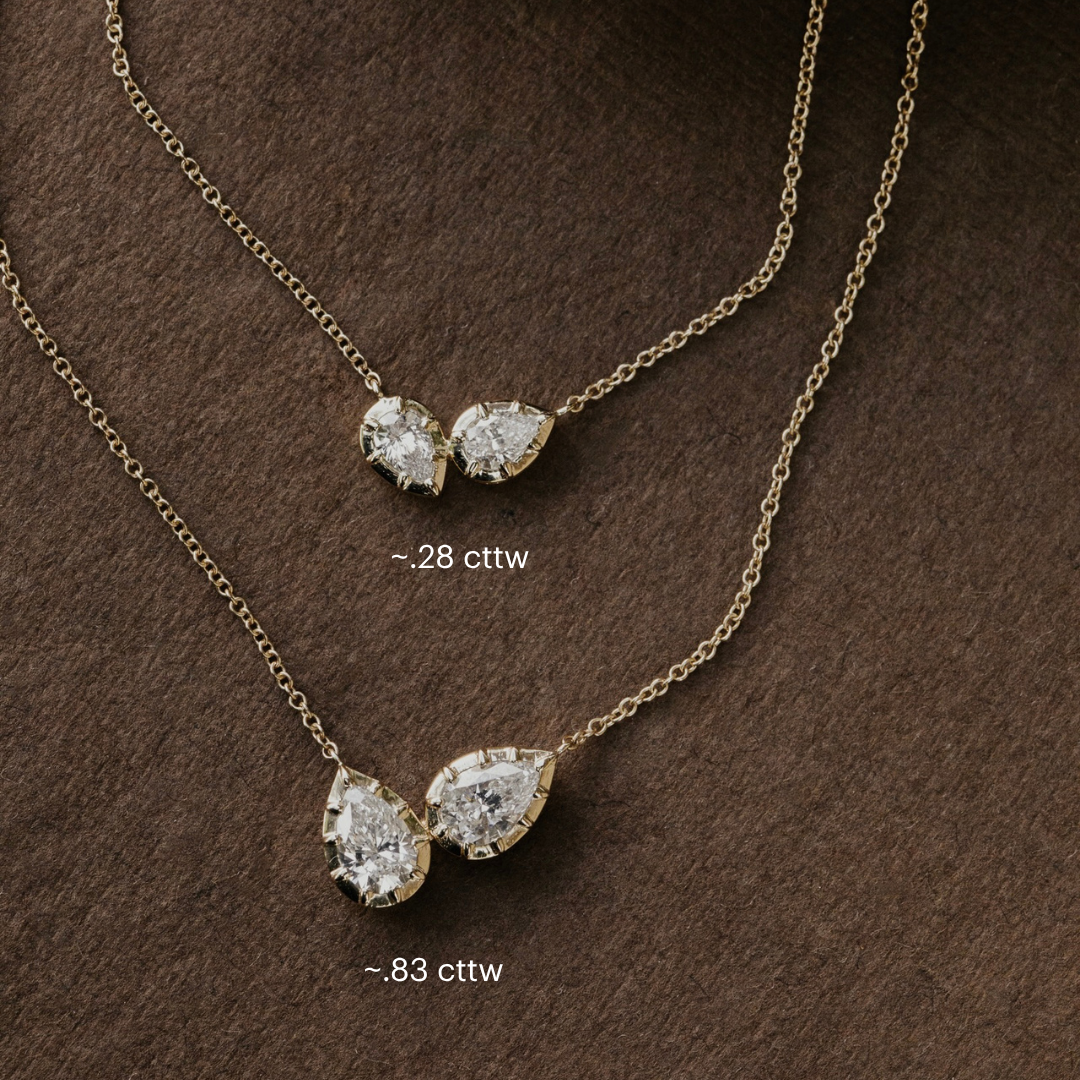 Two Pear Collet Set Lab Grown Diamond Necklace