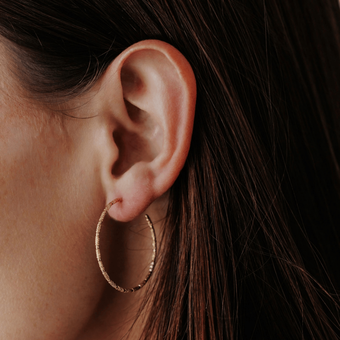 Textured Flexible Gold Hoop Earrings