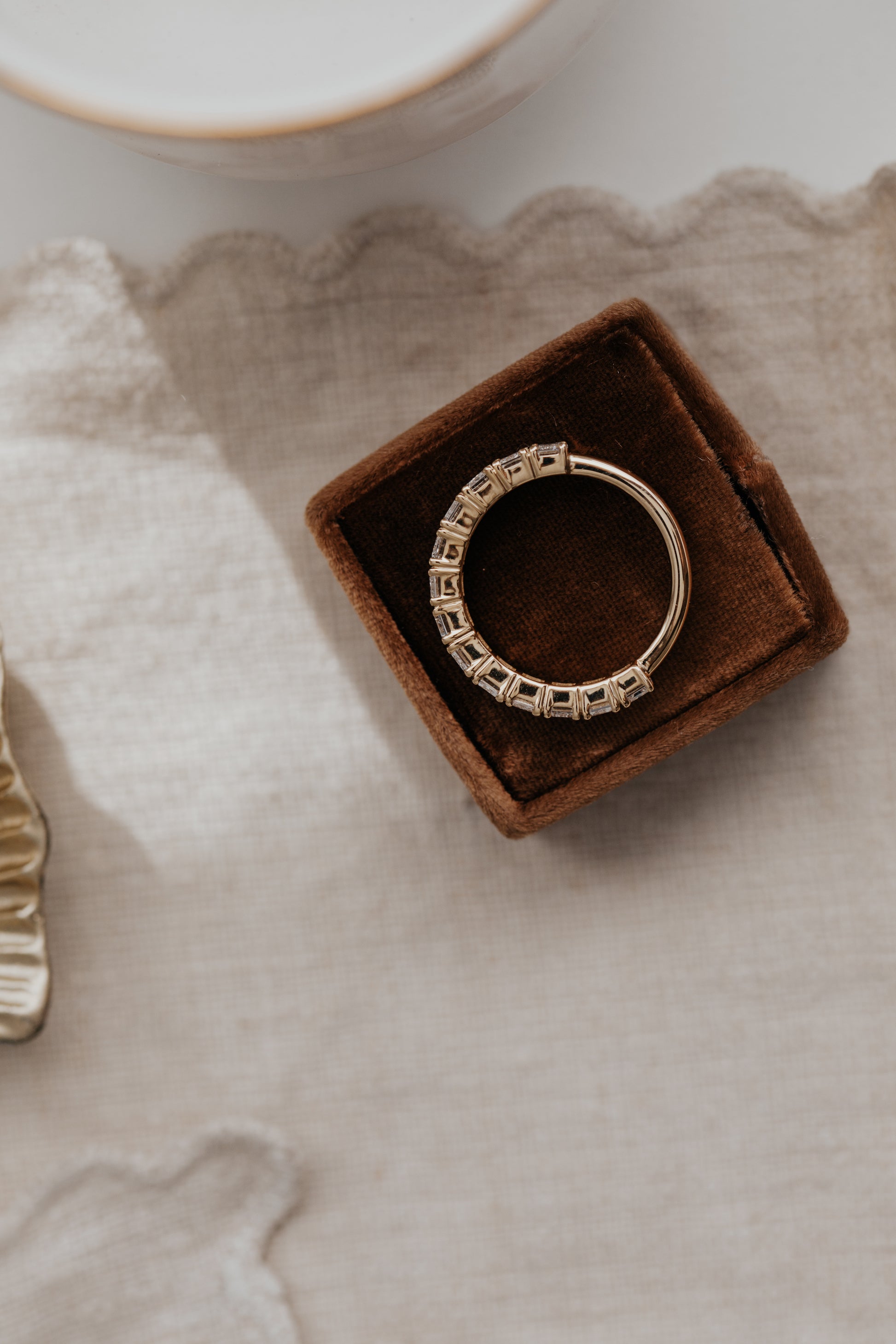 The Amara Emerald Cut Band aerial view