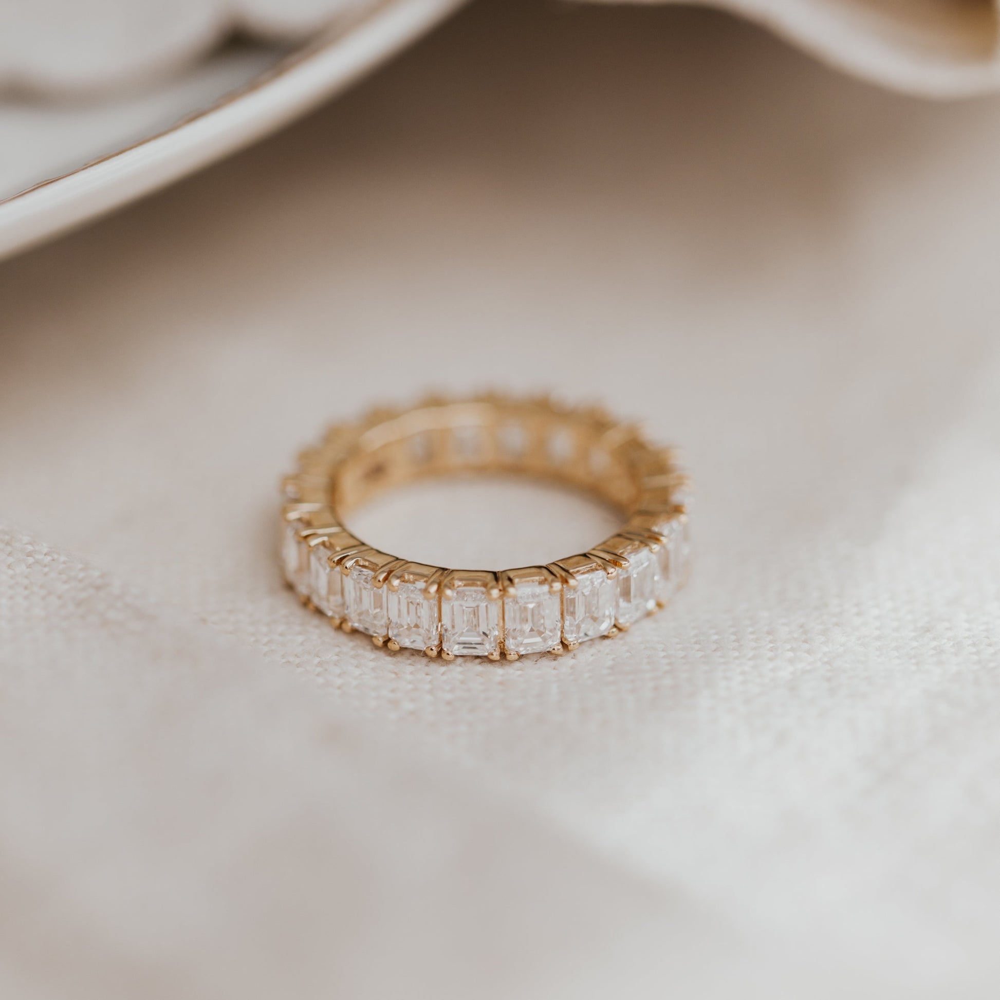 The Amara Emerald Cut Full Eternity Diamond Band 