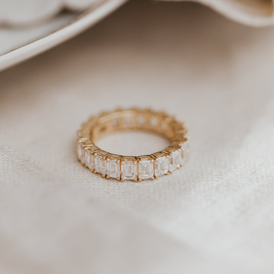 The Amara Emerald Cut Full Eternity Diamond Band 