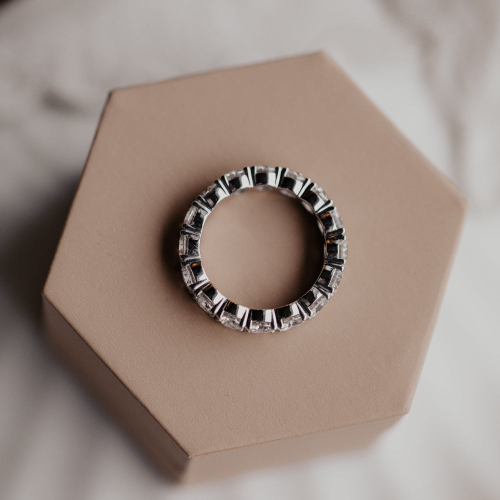 The Amara Round Eternity Diamond Band aerial view