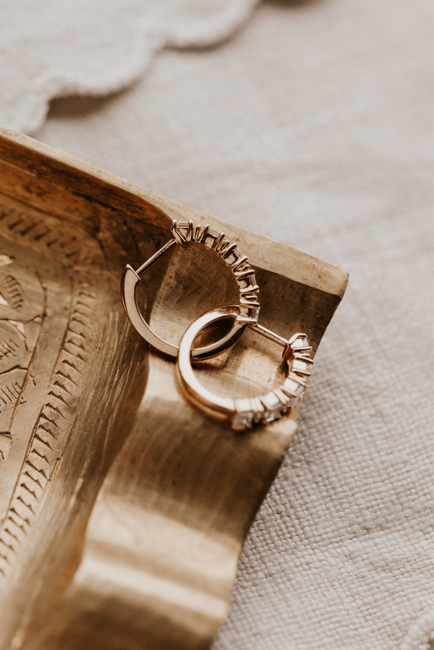 Baguette and Round Diamond Huggie Earrings