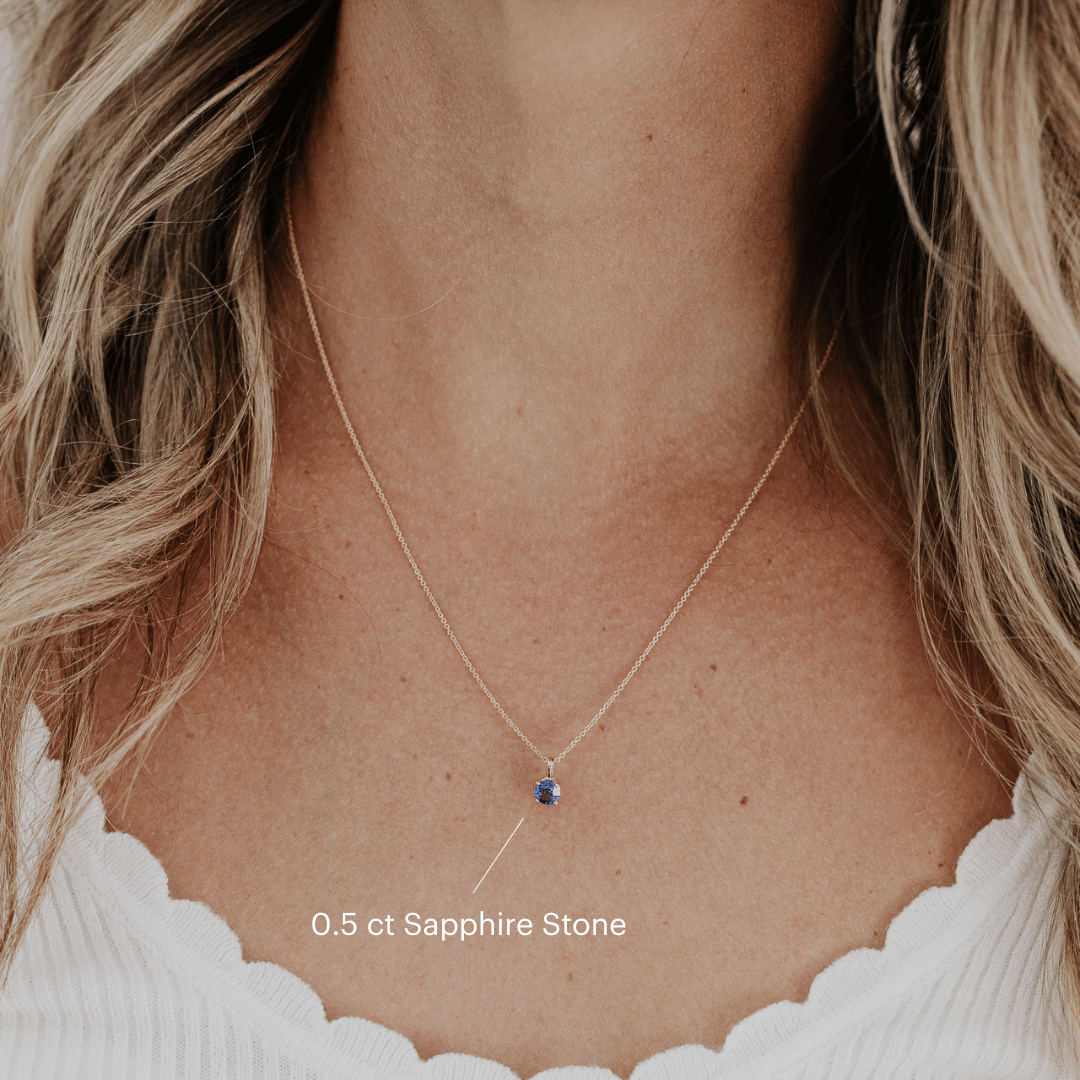 Build Your Own .64 ct Round Blue Australian Sapphire Charm Necklace