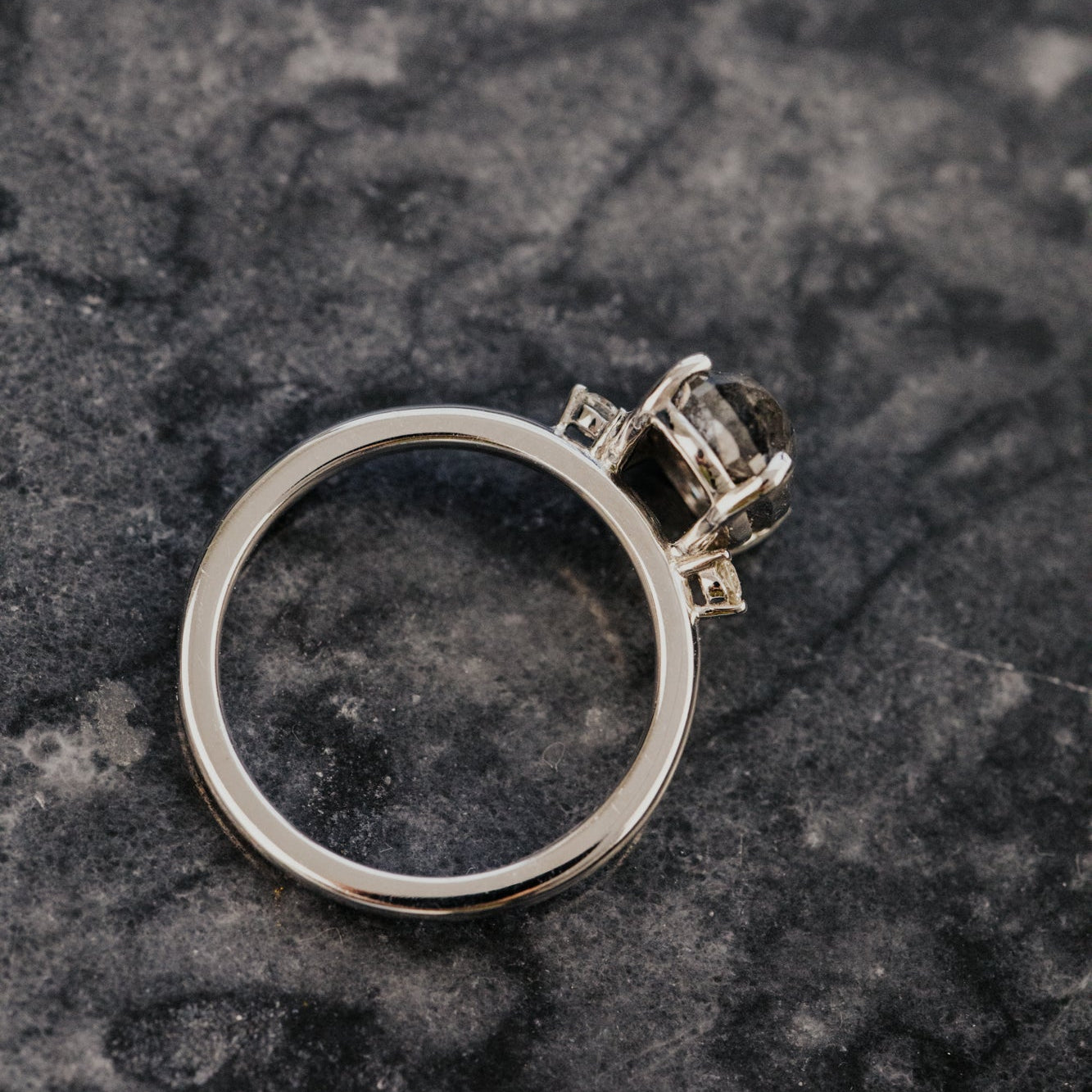 The Isla 2.91 ct Oval Galaxy Diamond with Side Stones Ring