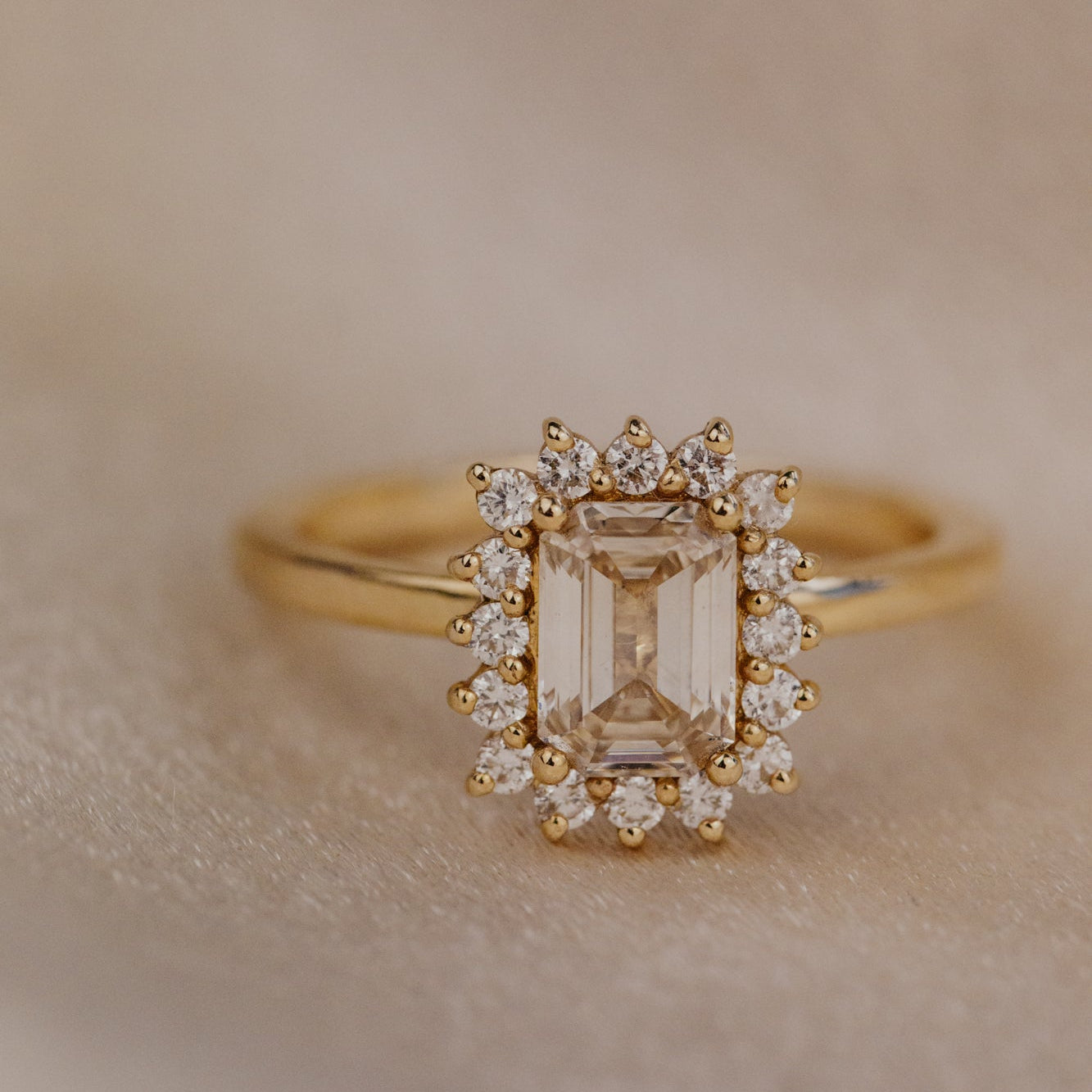 The Camille 1.03 ct Emerald Cut Champagne Diamond Ring