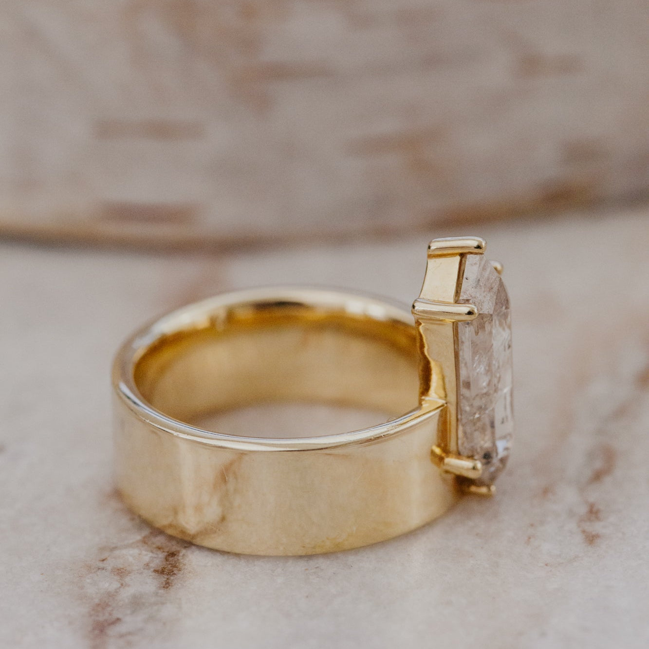 The Sezanne 2.21 ct Long Hexagon Rustic Diamond Ring