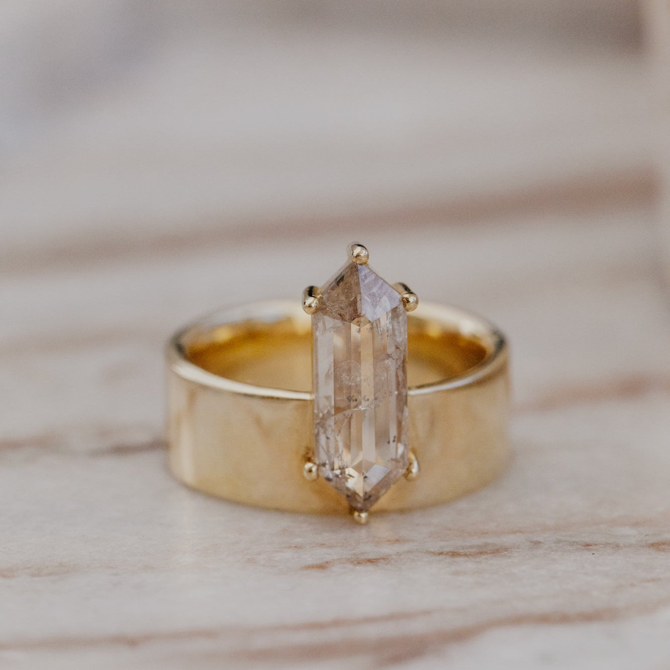 The Sezanne 2.21 ct Long Hexagon Rustic Diamond Ring