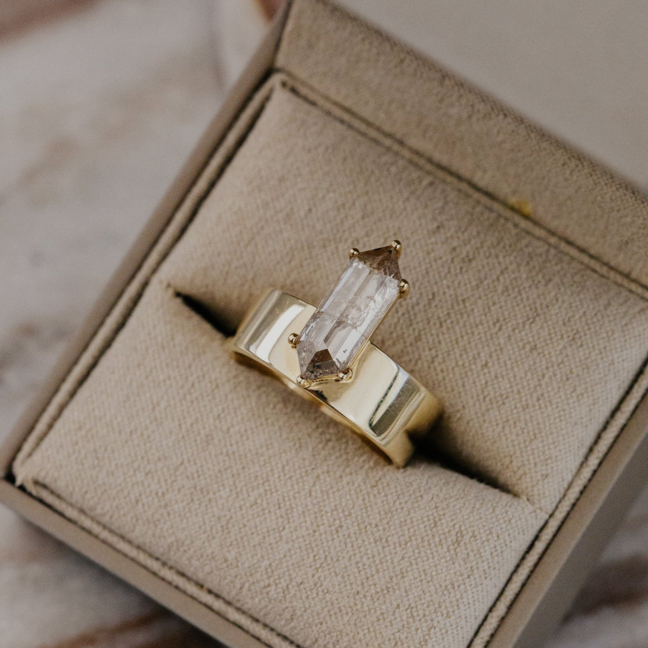 The Sezanne 2.21 ct Long Hexagon Rustic Diamond Ring