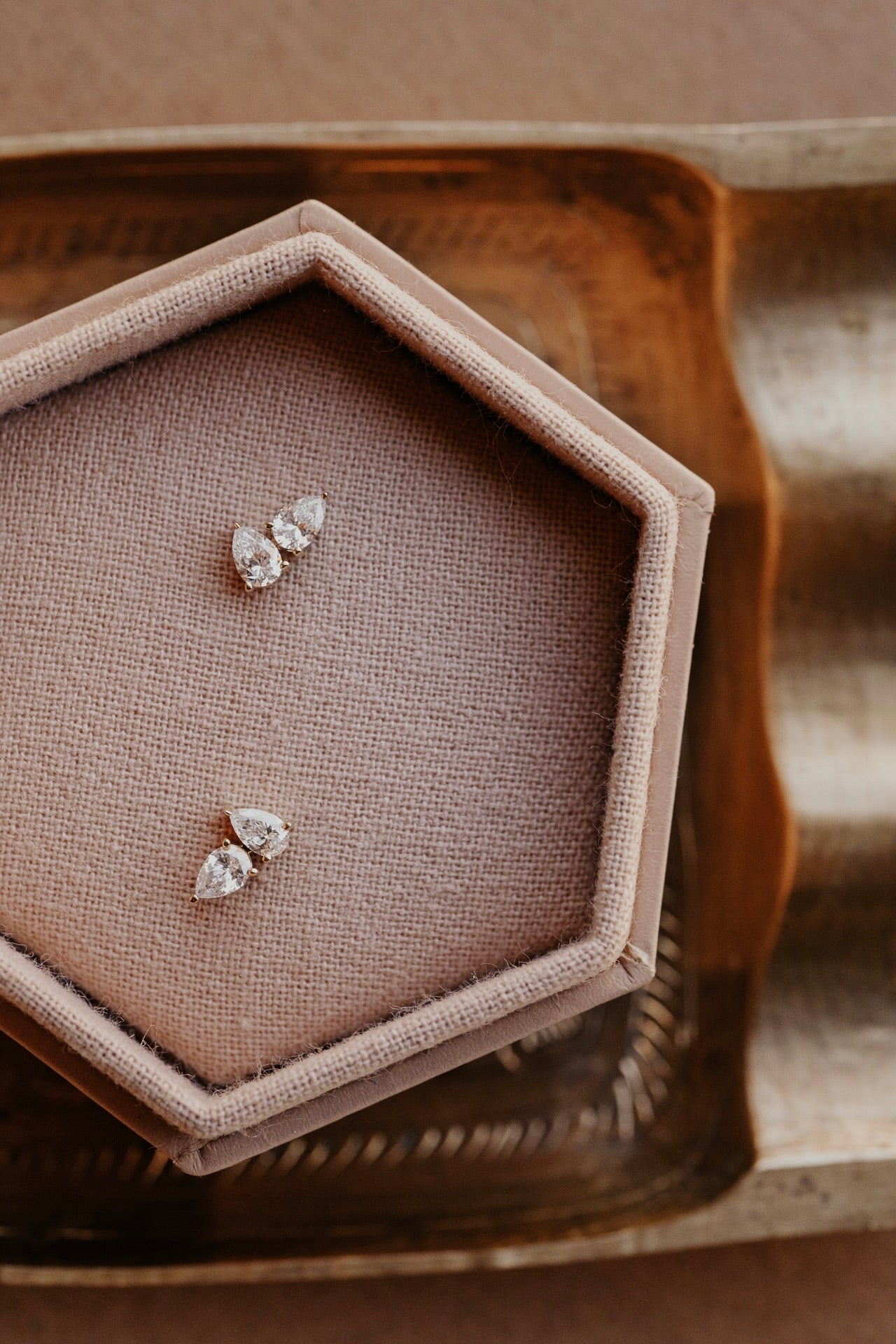 Two Pear Diamond Stud Earrings