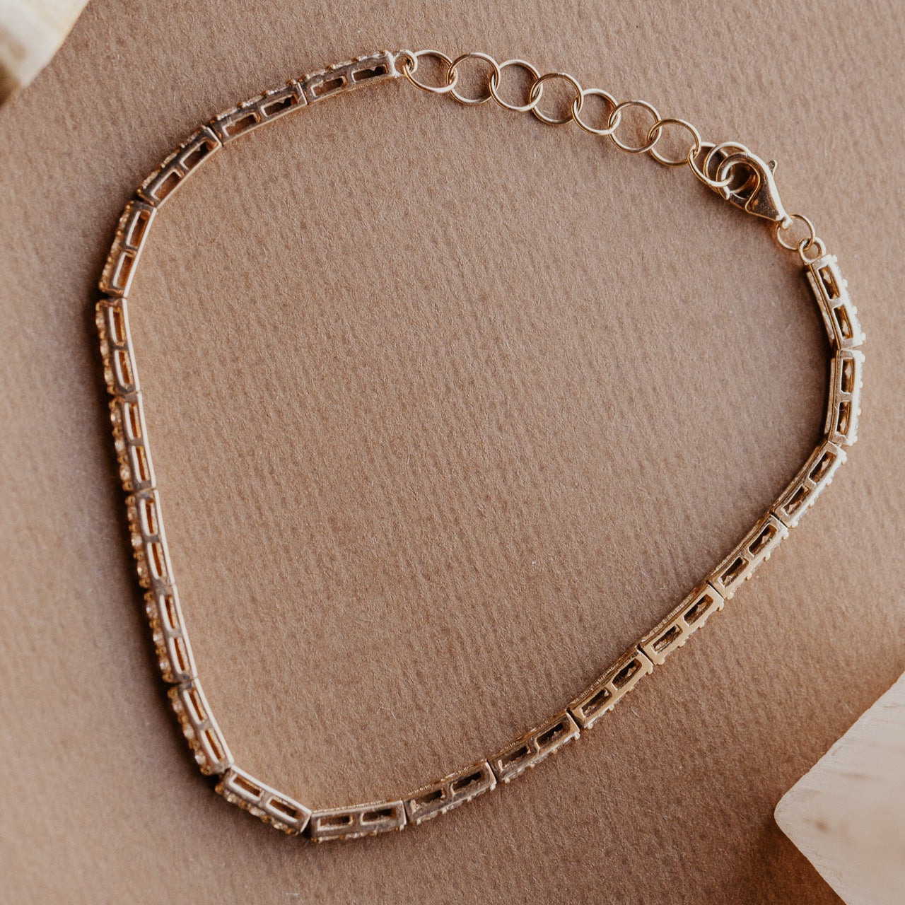 aerial view of the Pave Round Diamond Bar Bracelet