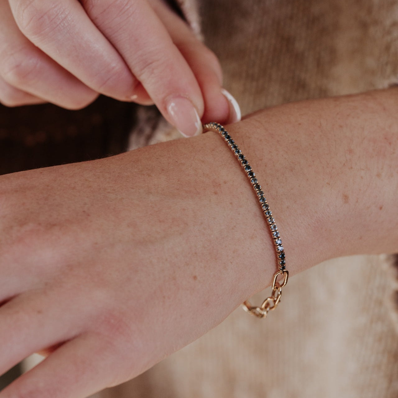 Paperclip and London Blue Topaz Bracelet