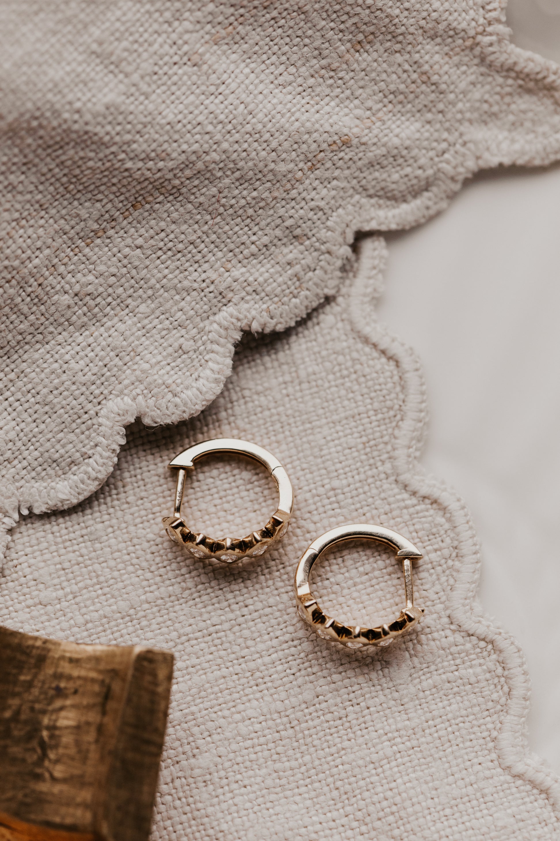  Marquise Bezel Set Diamond Huggie Earrings clasp