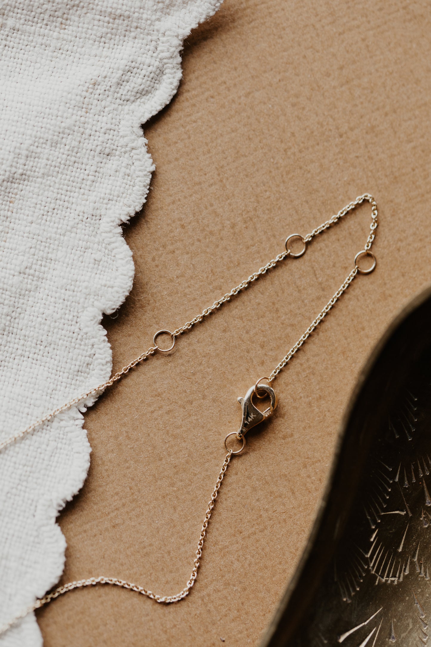 Mini Pave Diamond Bar Necklace on an adjustable length gold chain