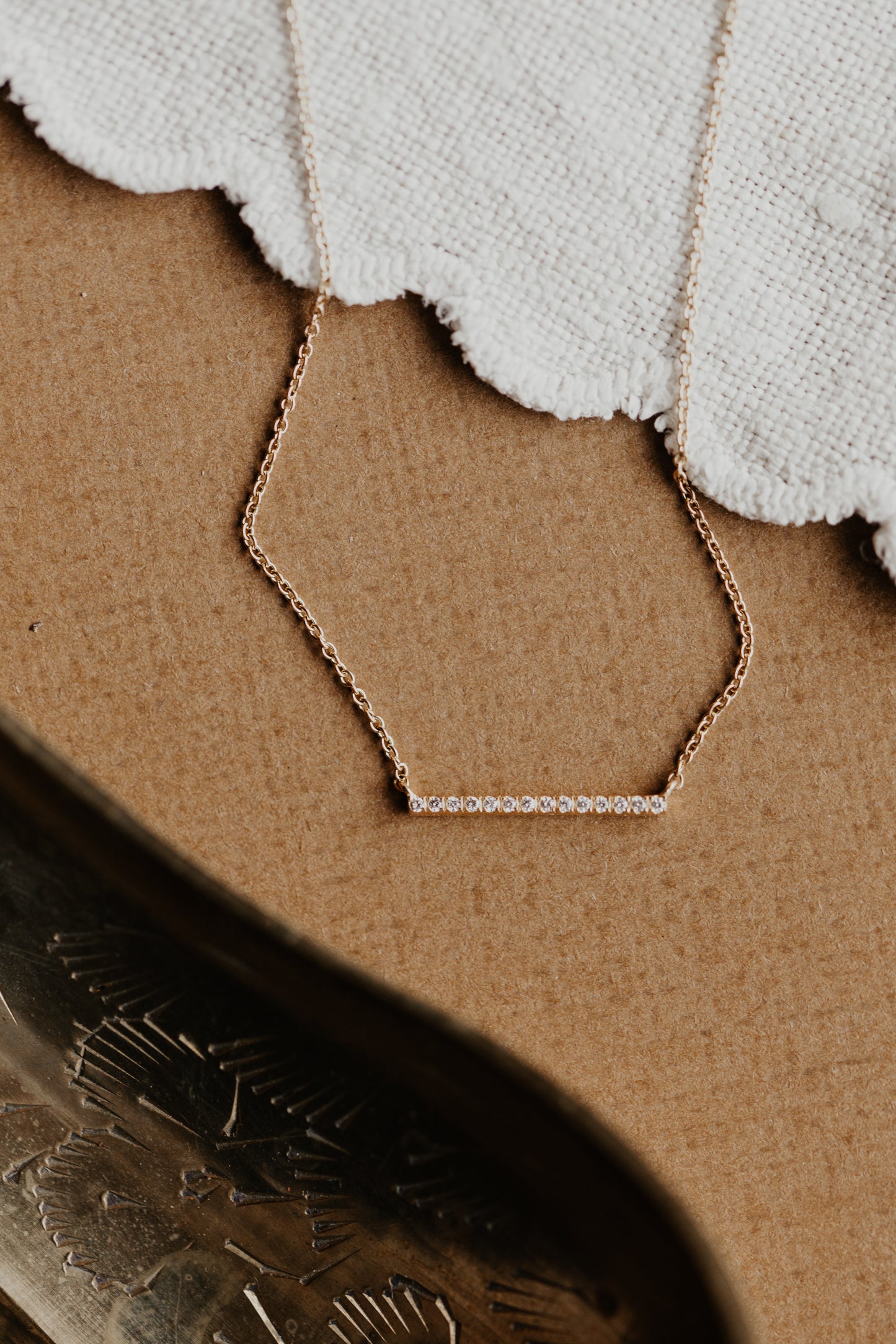 Mini Pave Diamond Bar Necklace