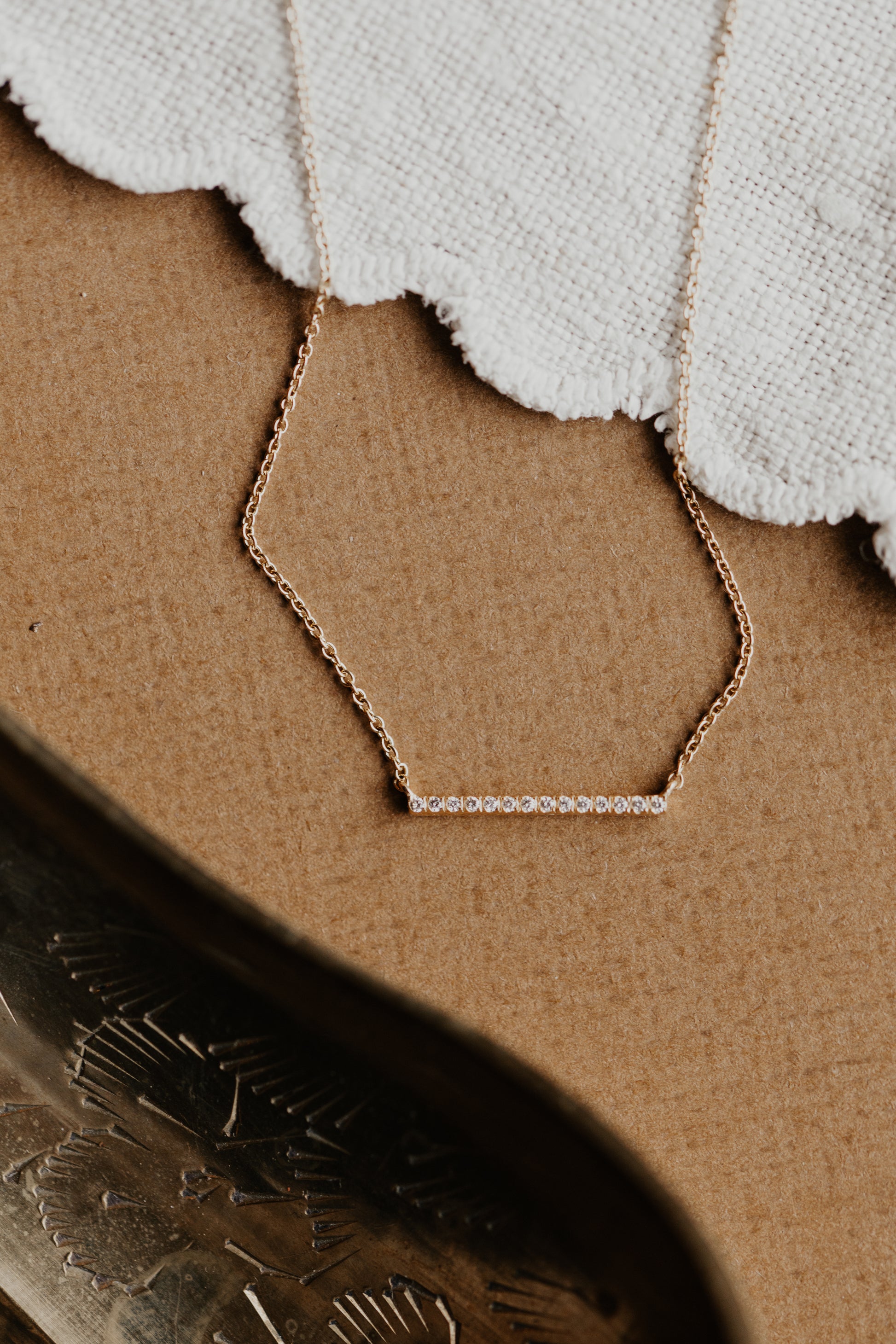 Mini Pave Diamond Bar Necklace