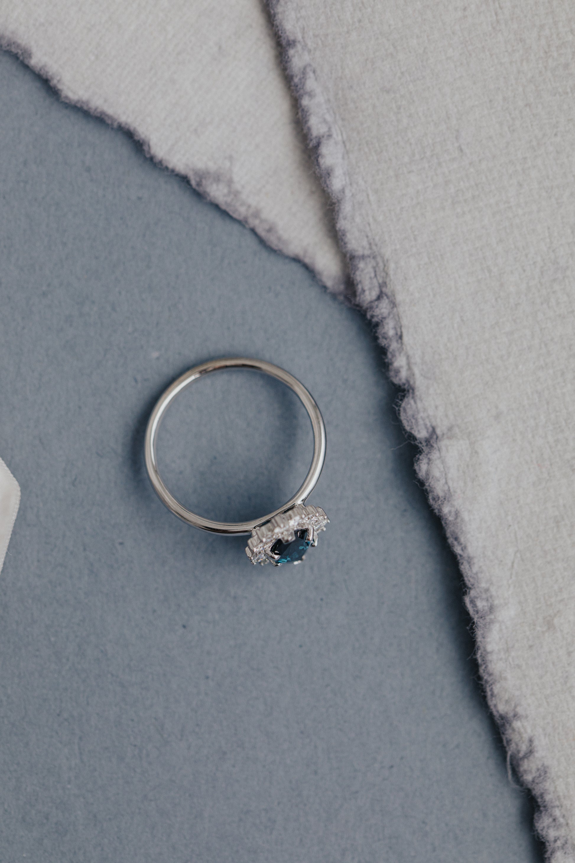 Aerial view of The Nova 1.09 ct Marquise Blue Sapphire Engagement Ring