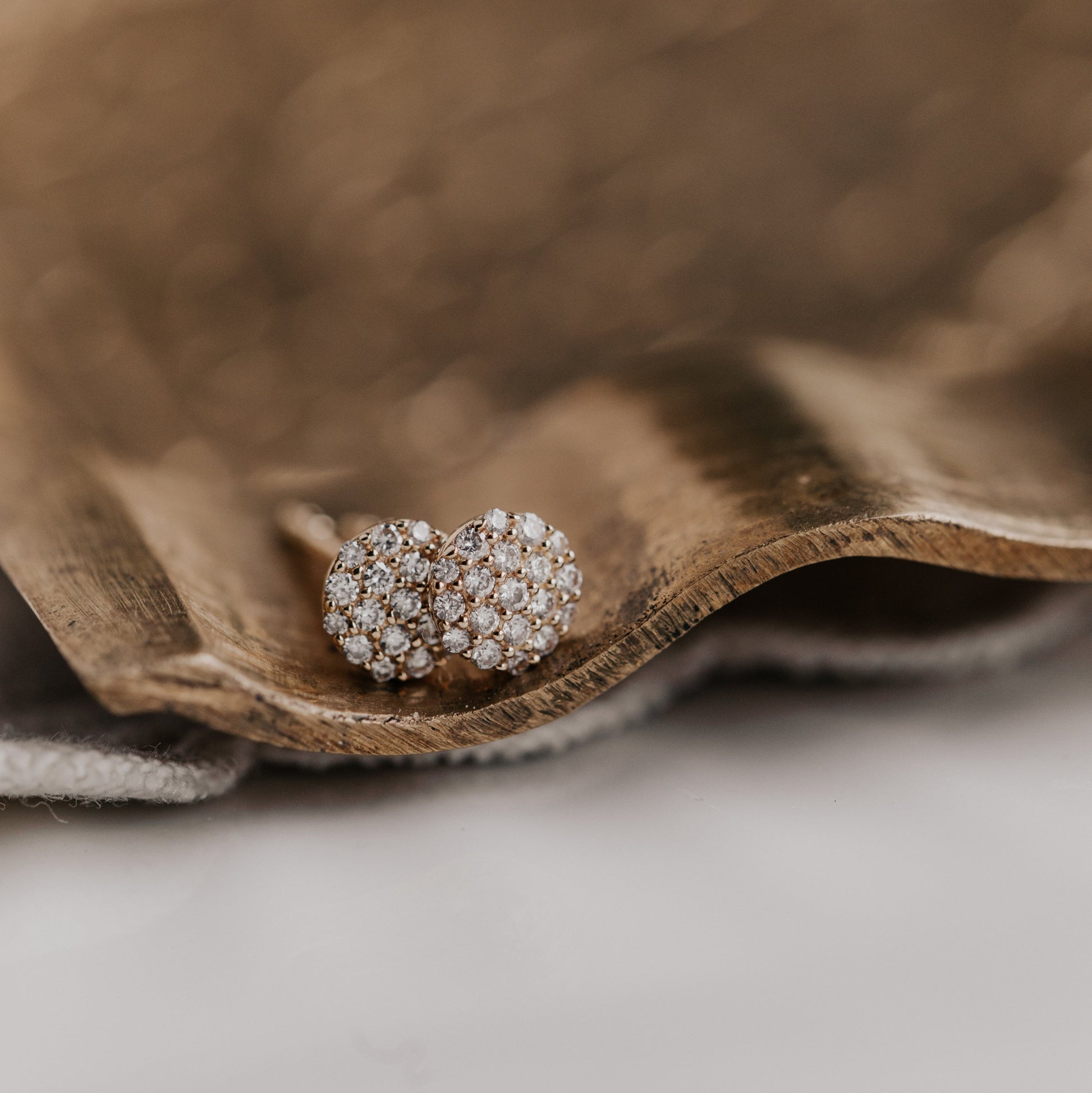 Pave Round Diamond Stud Earrings