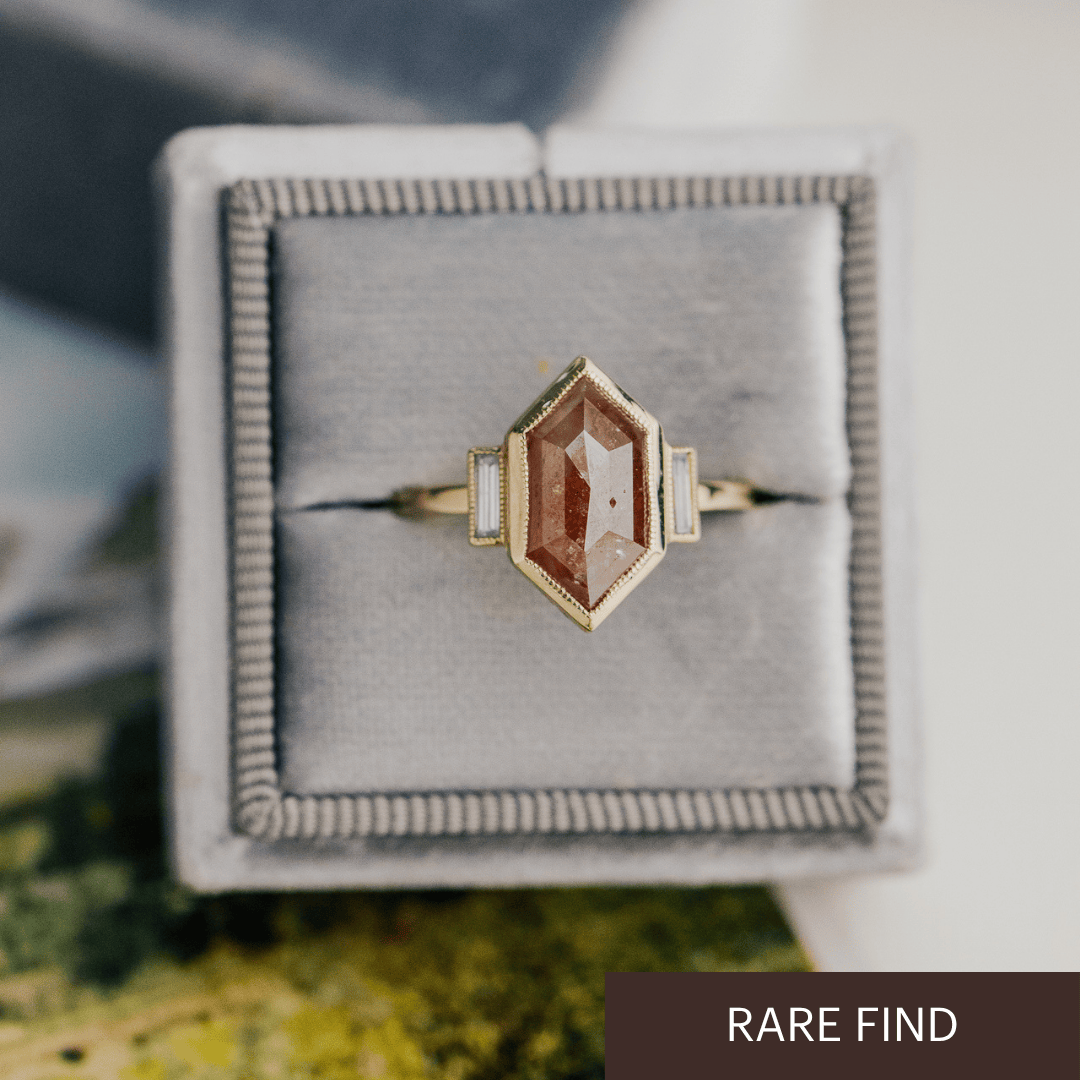 The Carson 3.54 ct Long Hexagon Red Rustic Diamond Ring