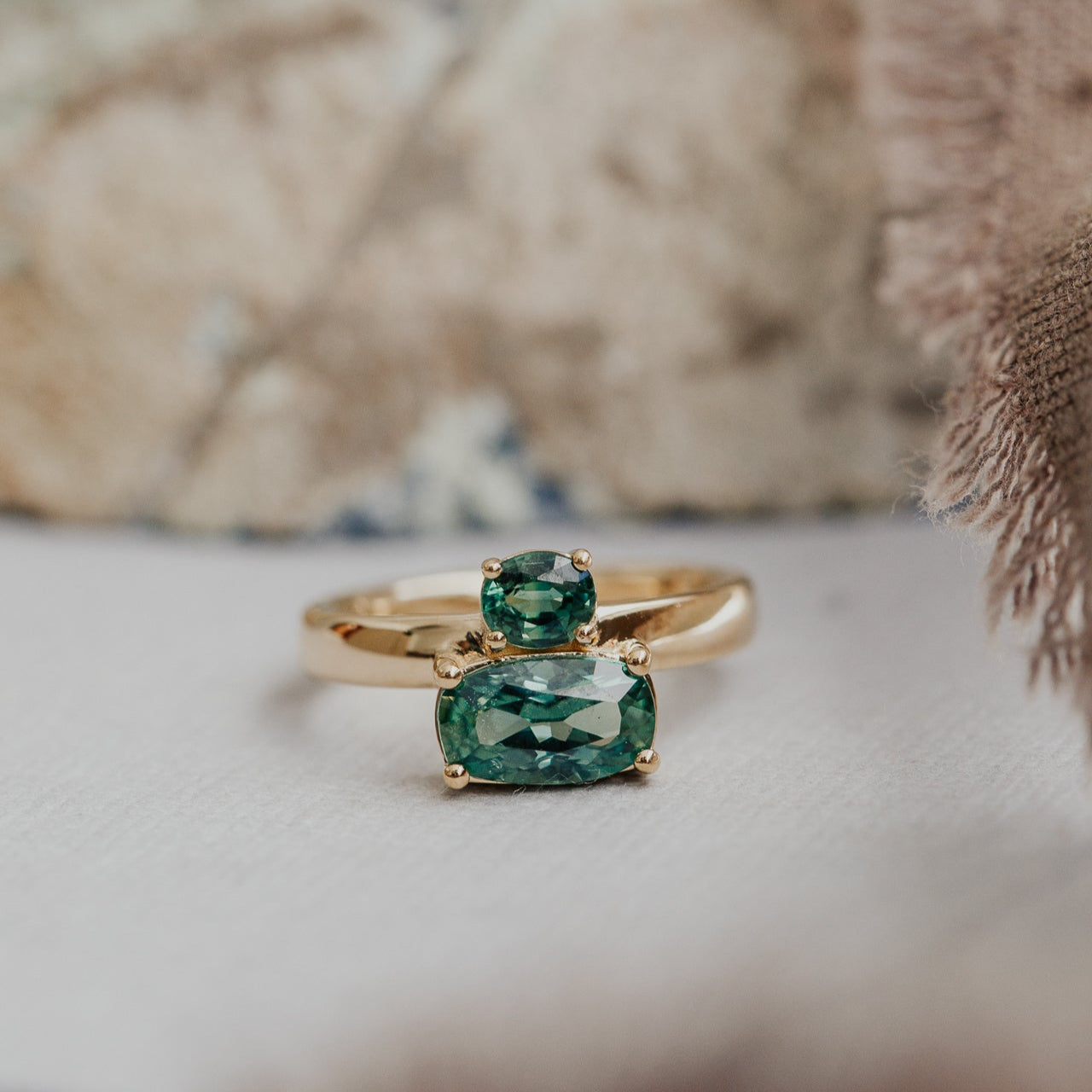 The Reese 1.81 ct Long Cushion Teal Montana Sapphire Ring