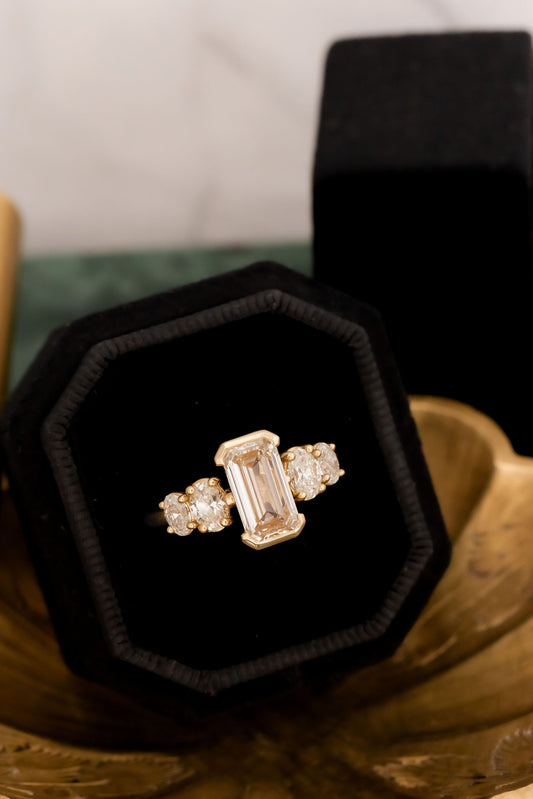 The Billie 1.80 ct Emerald Cut Champagne Diamond Ring