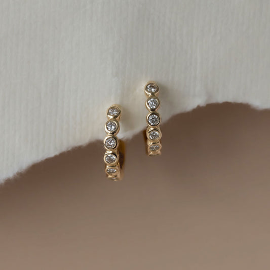 Bezel Huggie Earrings