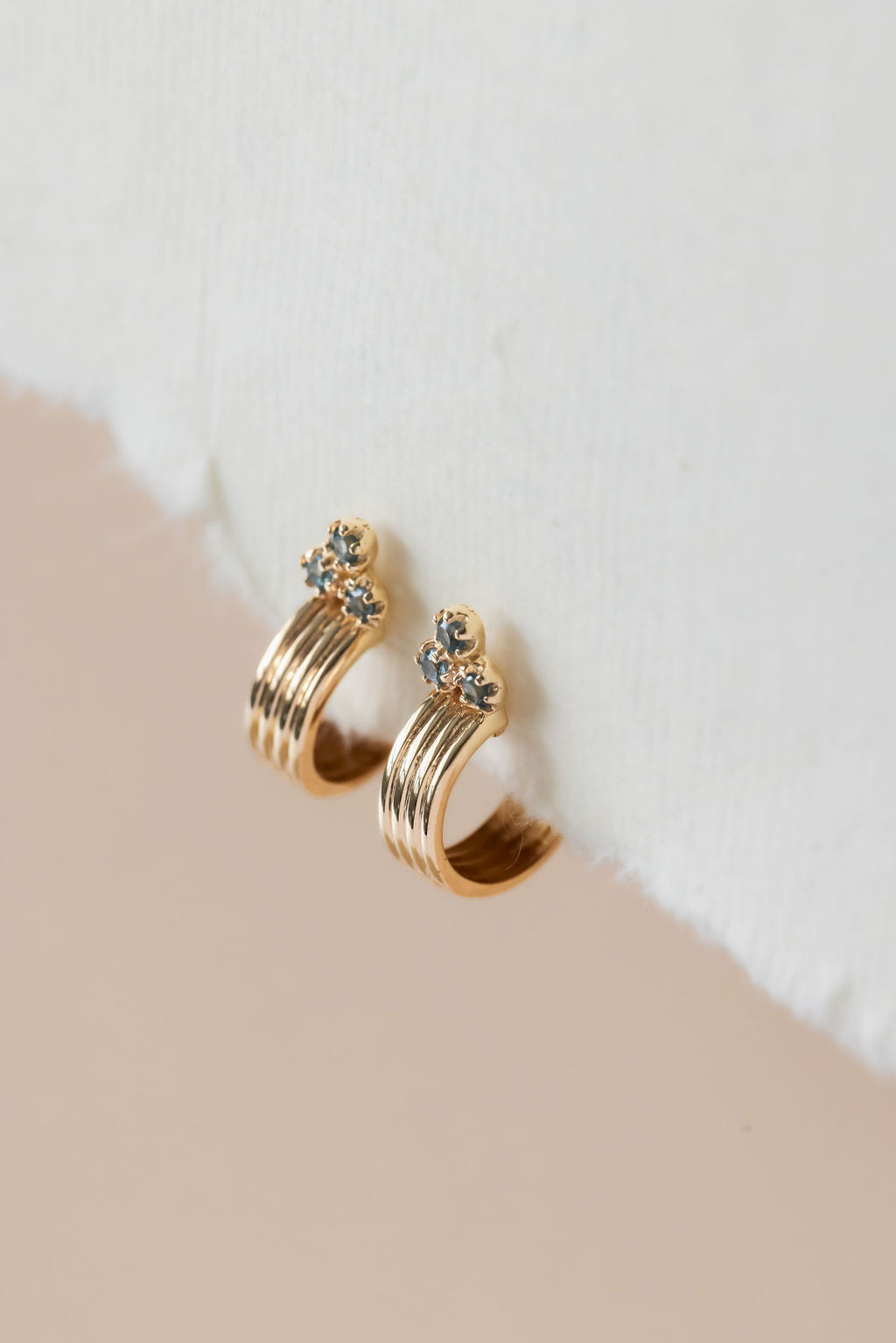 Three Blue Topaz with Textured Hoop Earrings