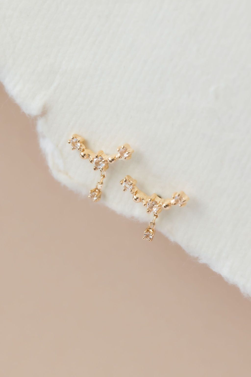 White Topaz Curved Bar Dangle Earrings