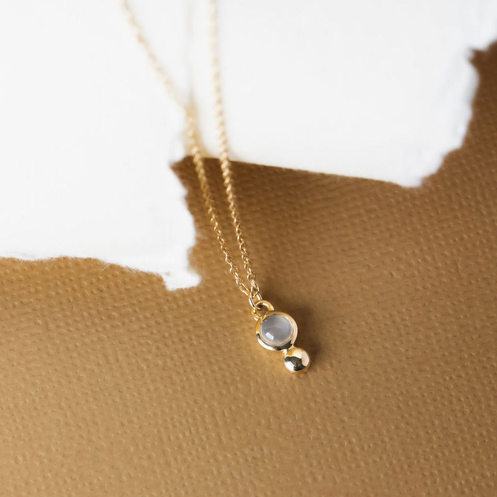 Chalcedony and Metal Ball Necklace