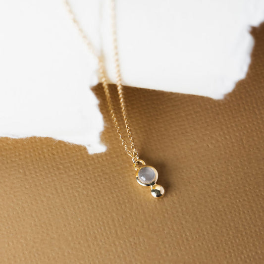 Chalcedony and Metal Ball Necklace