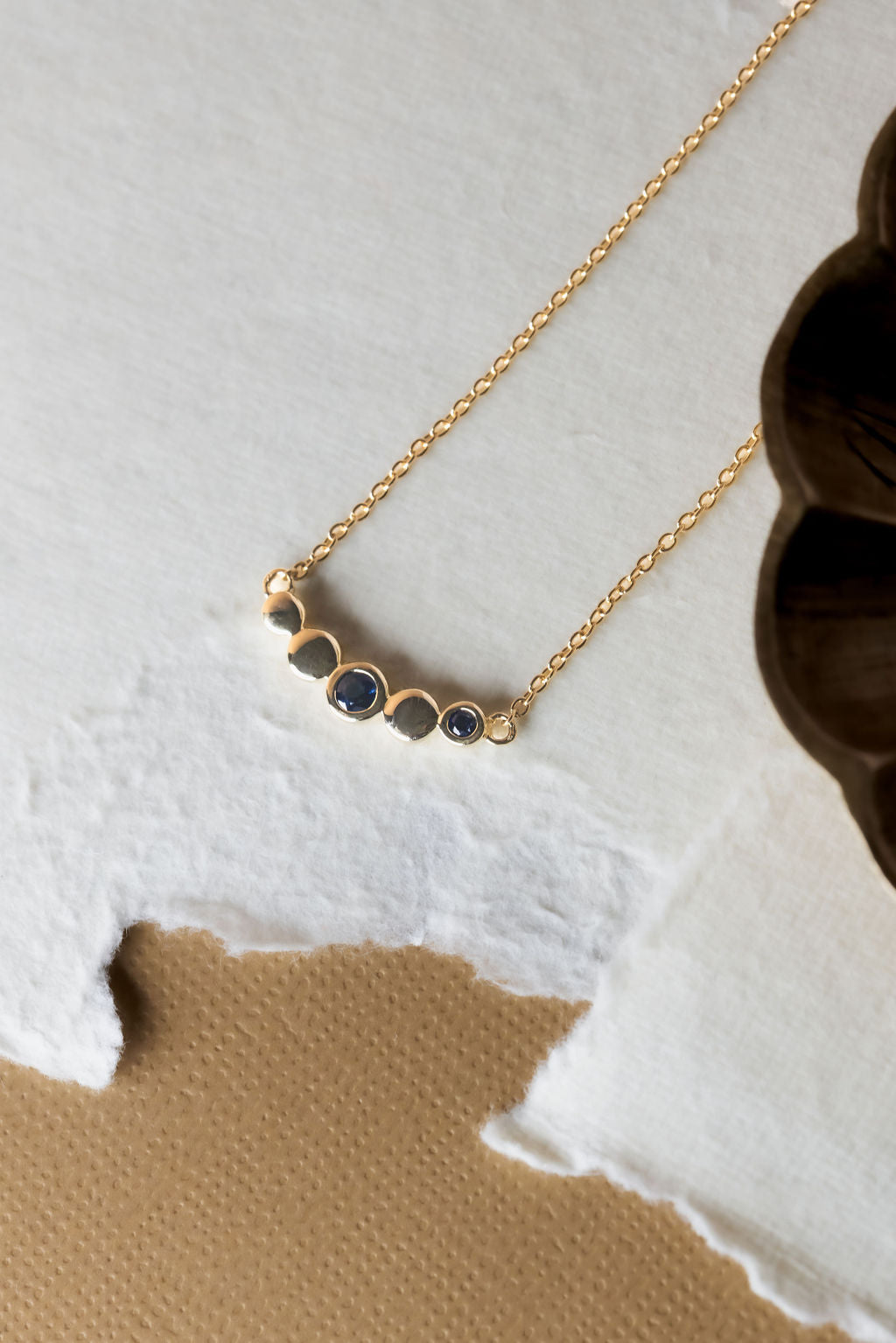Curved Bar with Two Sapphire Necklace